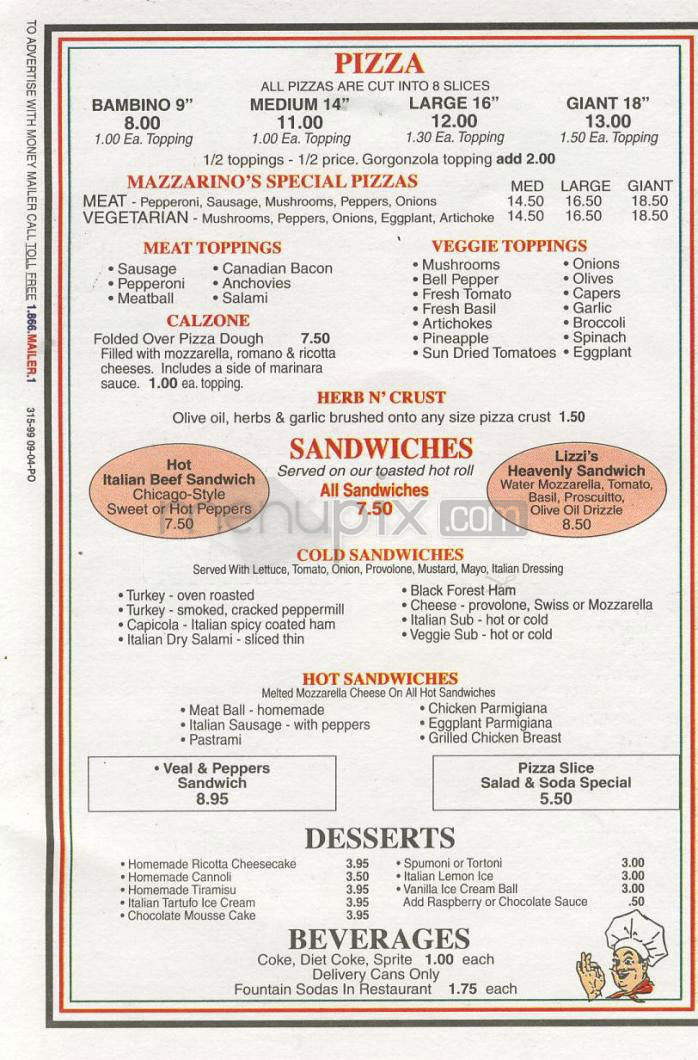 Mazzarino's - Sherman Oaks, CA menu_pic
