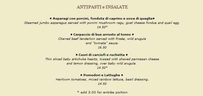 Melograno - Los Angeles, CA menu_pic