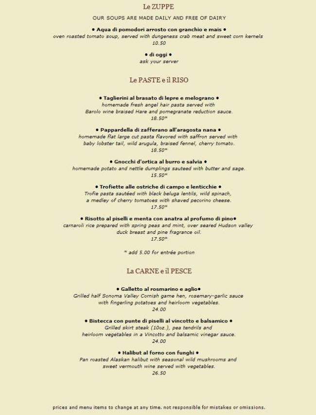 Melograno - Los Angeles, CA menu_pic