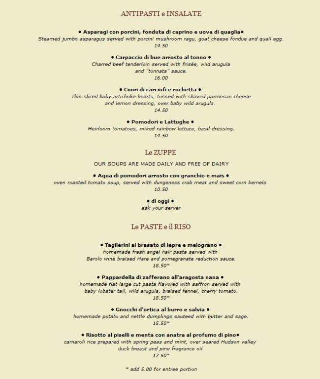 Melograno - Los Angeles, CA menu_pic