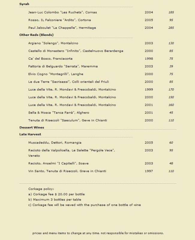 Melograno - Los Angeles, CA menu_pic