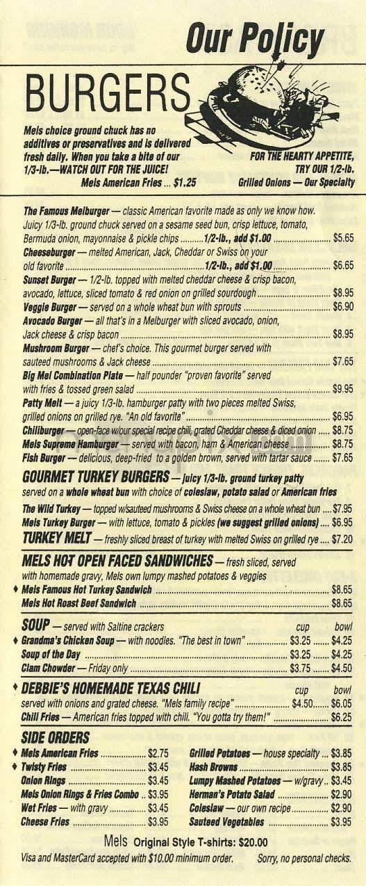 Mel's Drive-In - West Hollywood, CA menu_pic