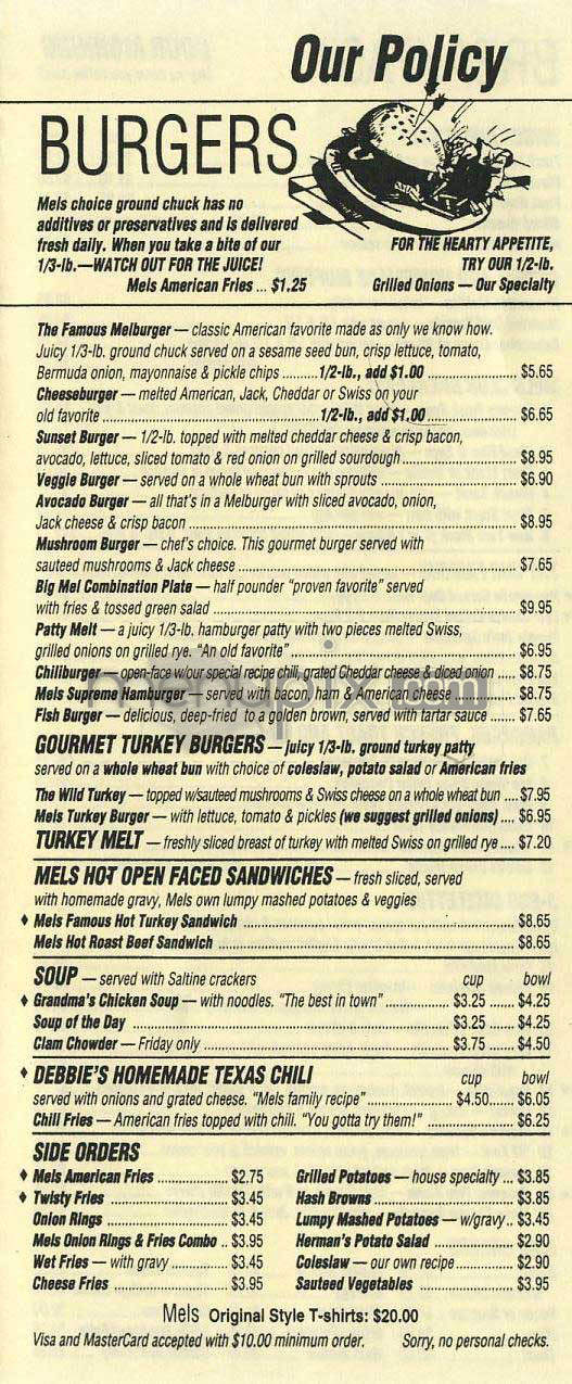 Mel's Drive-In - Sherman Oaks, CA menu_pic