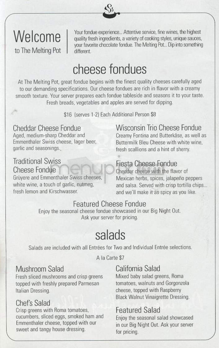 Melting Pot Restaurant - Pasadena, CA menu_pic