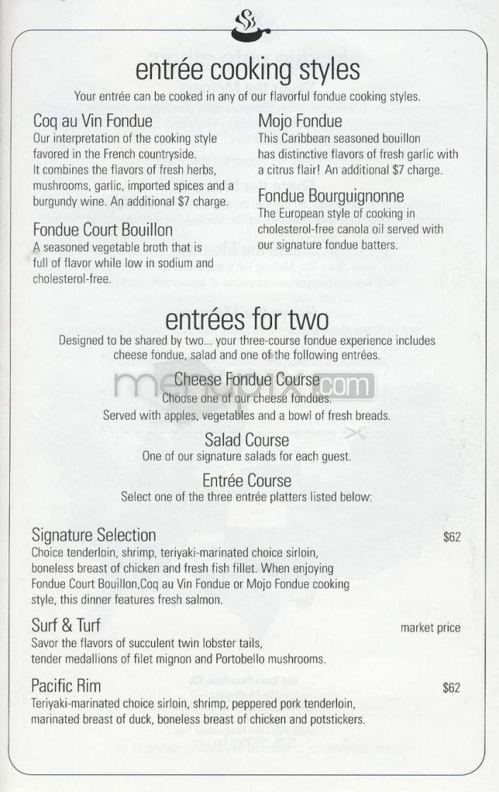 Melting Pot Restaurant - Pasadena, CA menu_pic