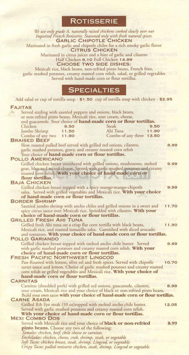 Mexicali - Studio City, CA menu_pic