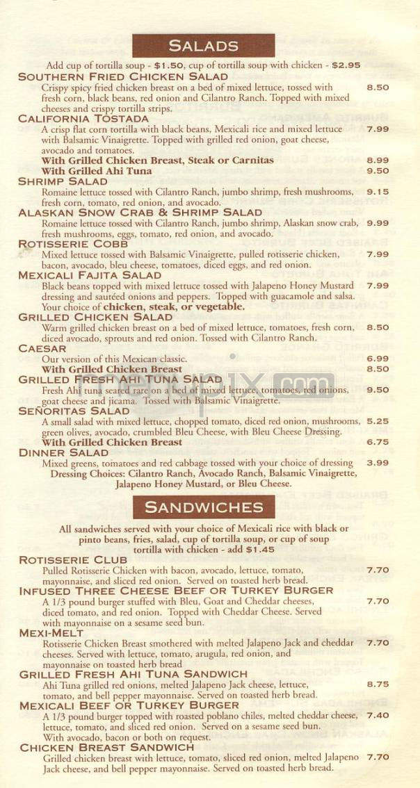 Mexicali - Studio City, CA menu_pic