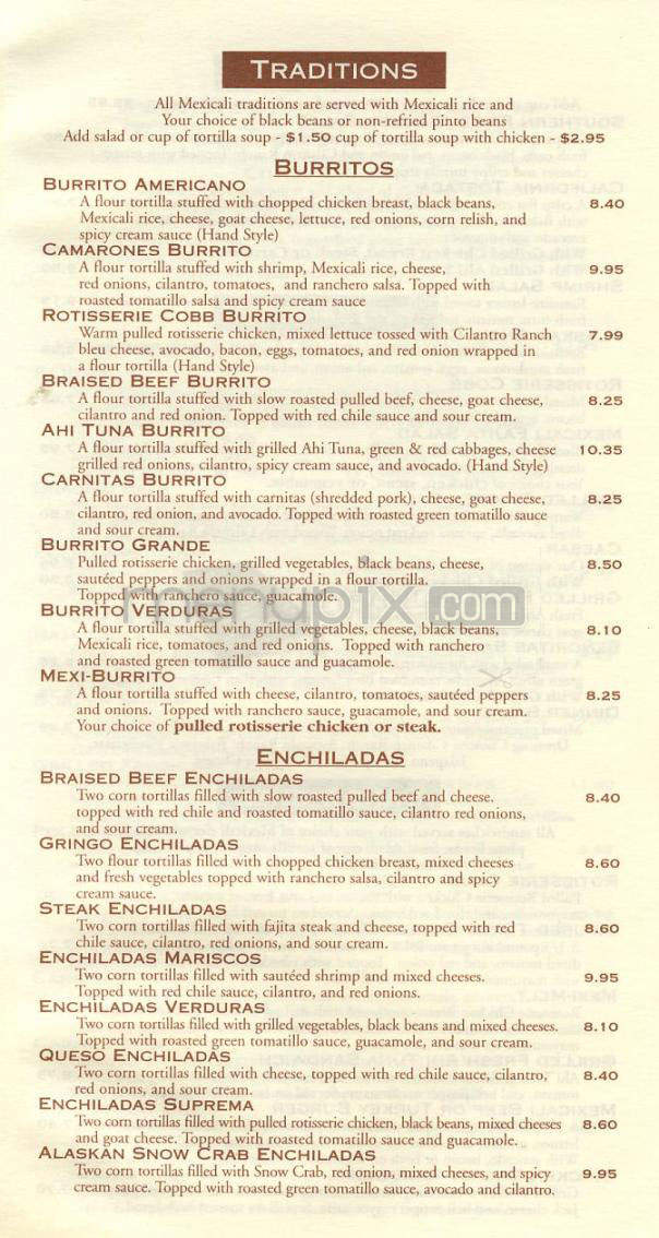 Mexicali - Studio City, CA menu_pic