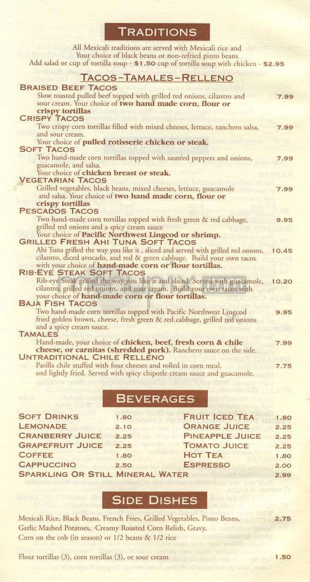 Mexicali - Studio City, CA menu_pic