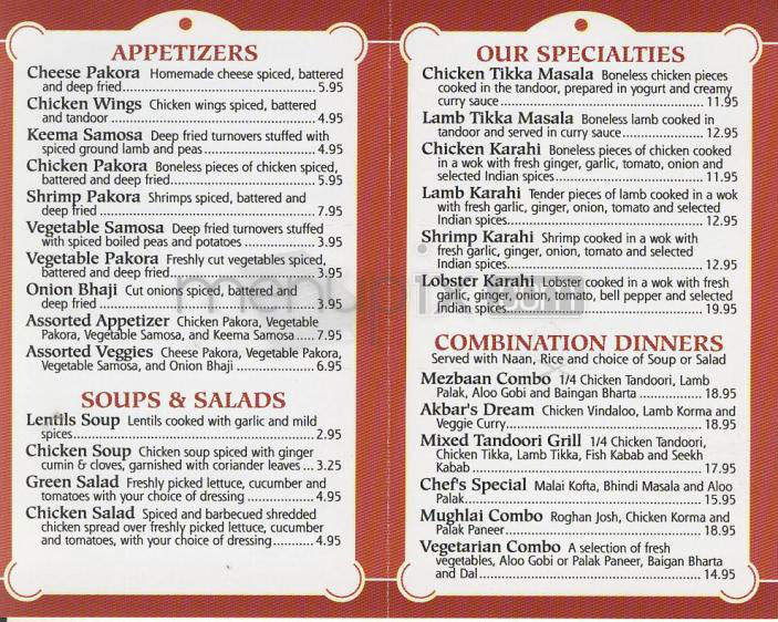Mezbaan Indian Cuisine - Pasadena, CA menu_pic