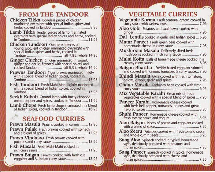 Mezbaan Indian Cuisine - Pasadena, CA menu_pic