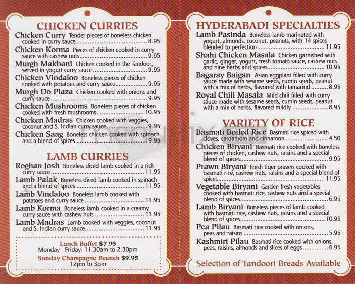Mezbaan Indian Cuisine - Pasadena, CA menu_pic