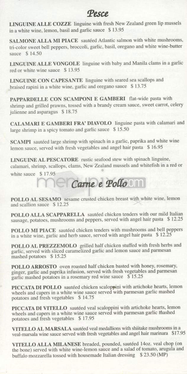 Mi Piace Italian Kitchen - Pasadena, CA menu_pic
