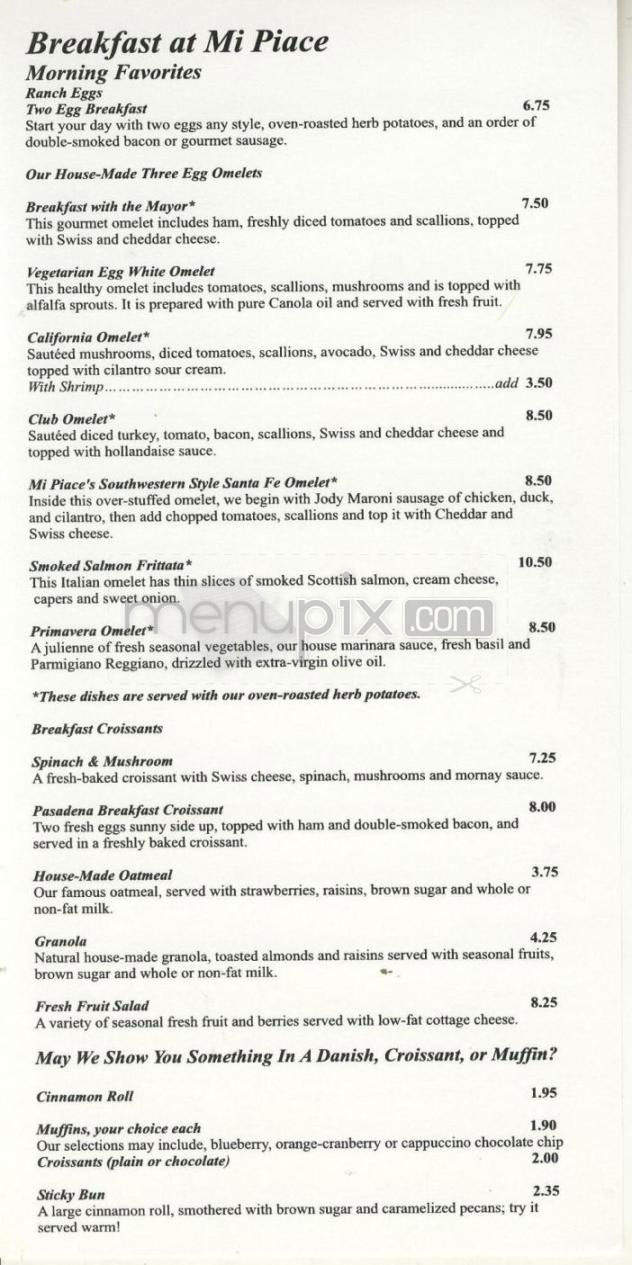 Mi Piace Italian Kitchen - Pasadena, CA menu_pic