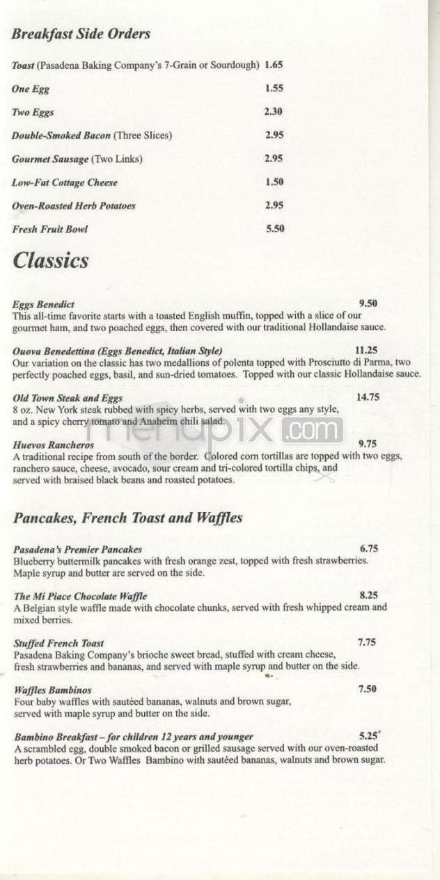Mi Piace Italian Kitchen - Pasadena, CA menu_pic