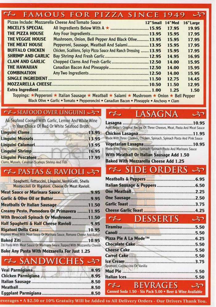 Miceli's - Los Angeles, CA menu_pic