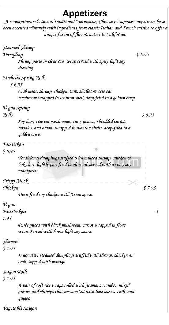Michella Bistro - Los Angeles, CA menu_pic
