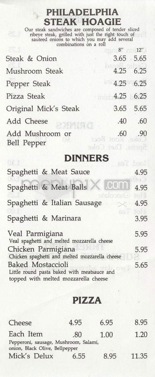Mick's Sub Shop - Tarzana, CA menu_pic