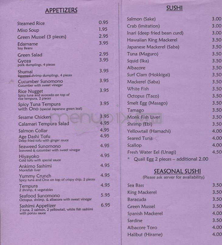 Midori Sushi - Sherman Oaks, CA menu_pic