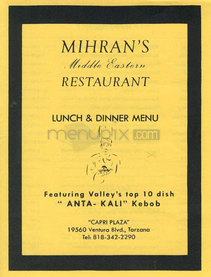 Mihran's - Tarzana, CA menu_pic