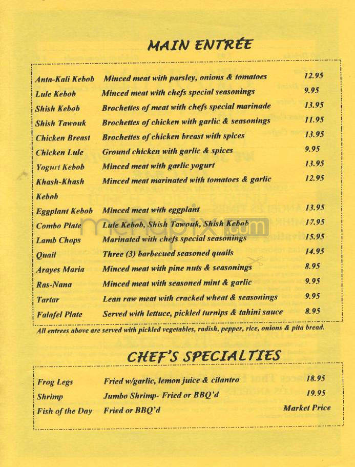 Mihran's - Tarzana, CA menu_pic