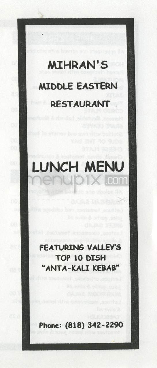 Mihran's - Tarzana, CA menu_pic