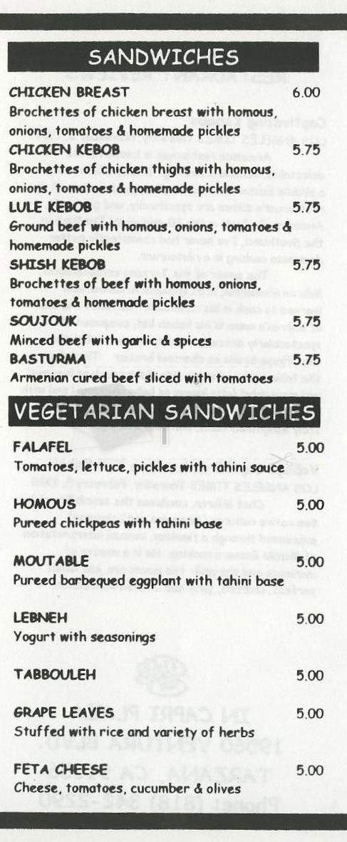 Mihran's - Tarzana, CA menu_pic
