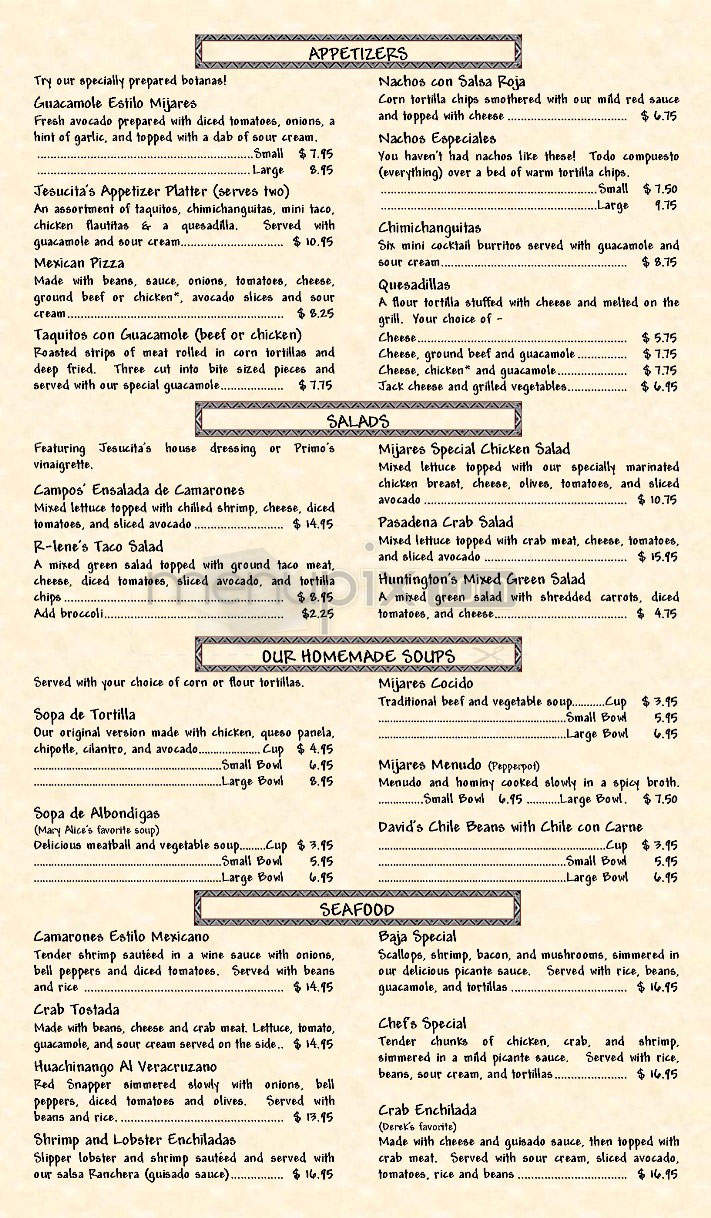 Mijares Mexican Restaurant - Pasadena, CA menu_pic