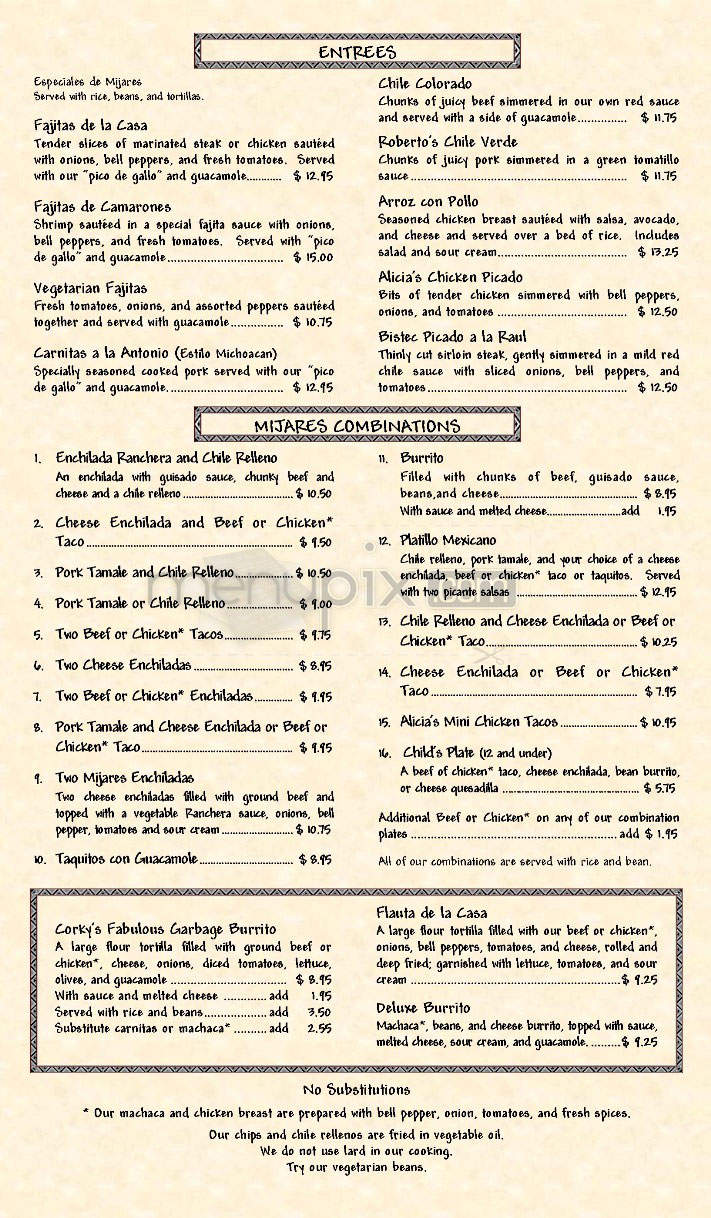 Mijares Mexican Restaurant - Pasadena, CA menu_pic