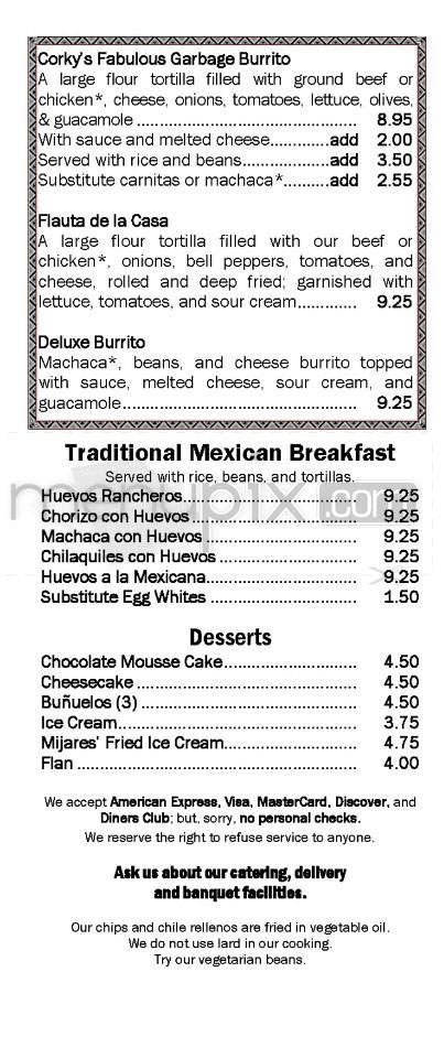 Mijares Mexican Restaurant - Pasadena, CA menu_pic