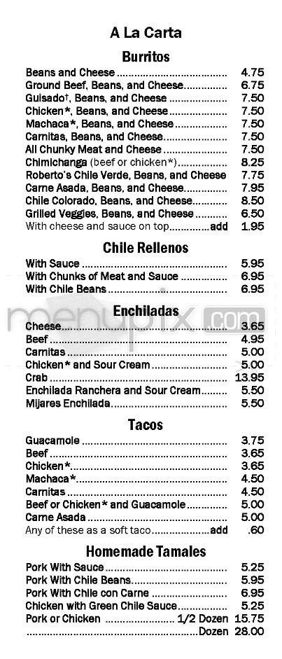 Mijares Mexican Restaurant - Pasadena, CA menu_pic