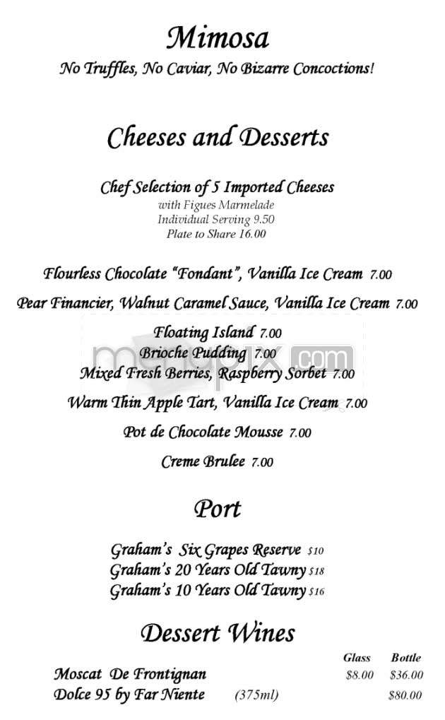 Mimosa - Los Angeles, CA menu_pic