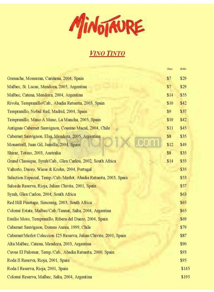 Minotaure Tapas Restaurant & Wine Bar - Playa Del Rey, CA menu_pic