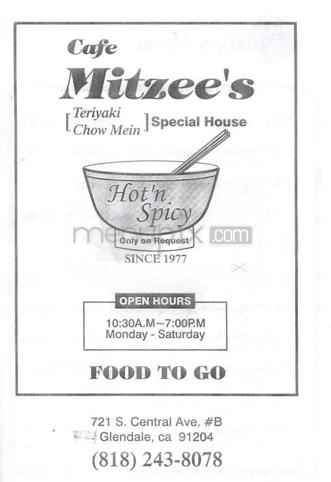 Mitzee Cafe - Glendale, CA menu_pic
