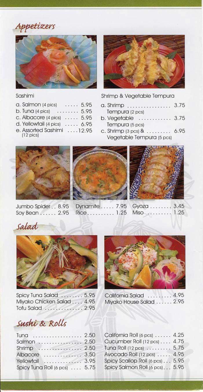 Miyako - Santa Monica, CA menu_pic