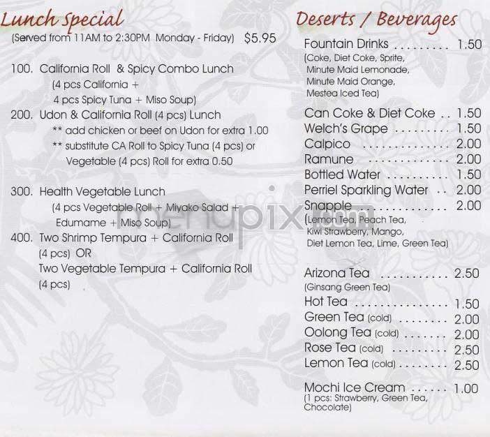 Miyako - Santa Monica, CA menu_pic
