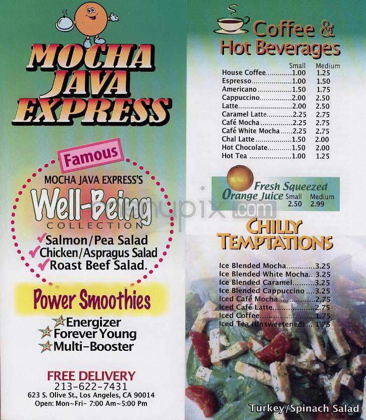 Mocha Java Express - Los Angeles, CA menu_pic