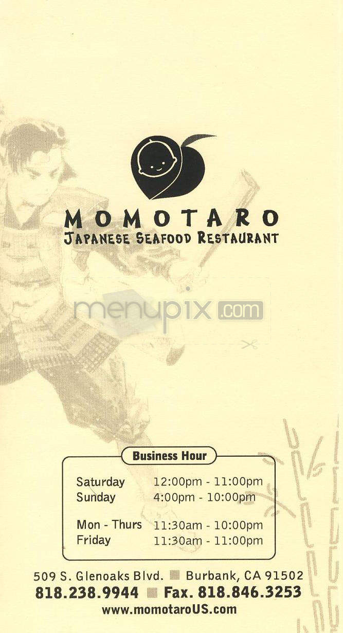Momotaro Japanese Restaurant - Burbank, CA menu_pic