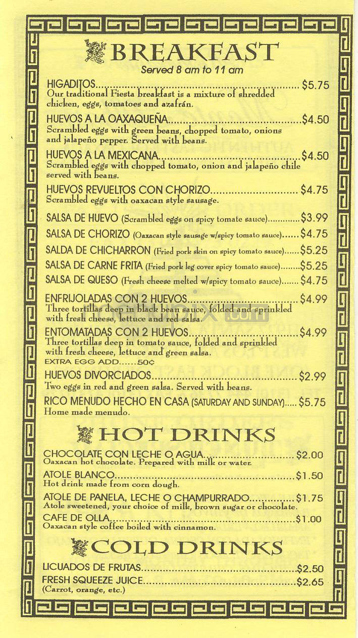 Monte Alban - Los Angeles, CA menu_pic