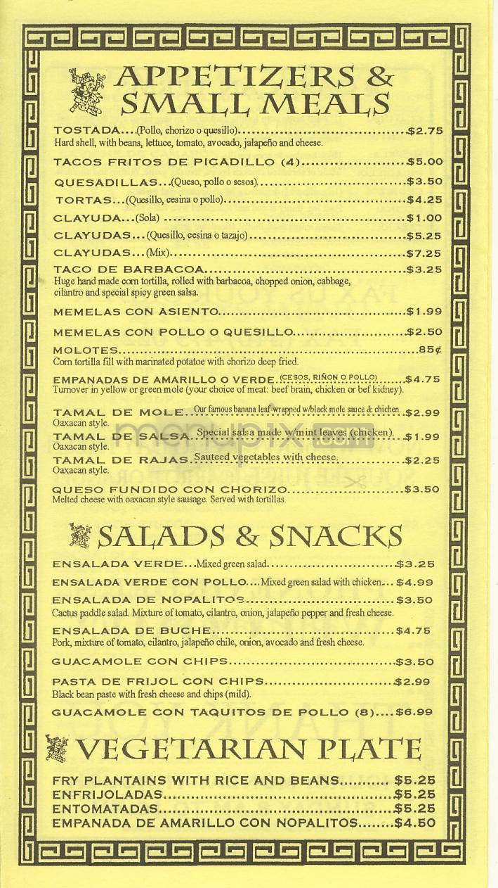 Monte Alban - Los Angeles, CA menu_pic