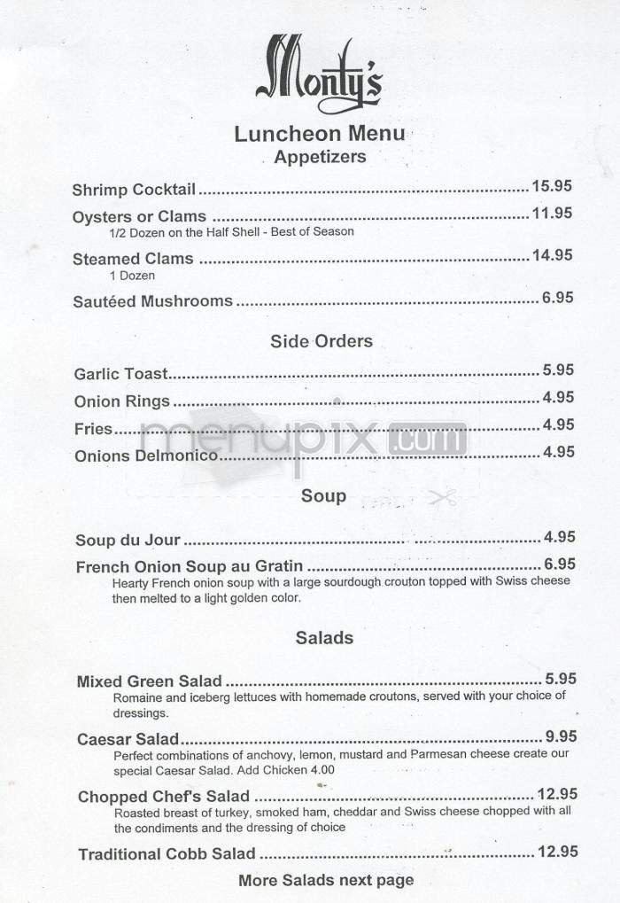 Monty's Steak House - Pasadena, CA menu_pic