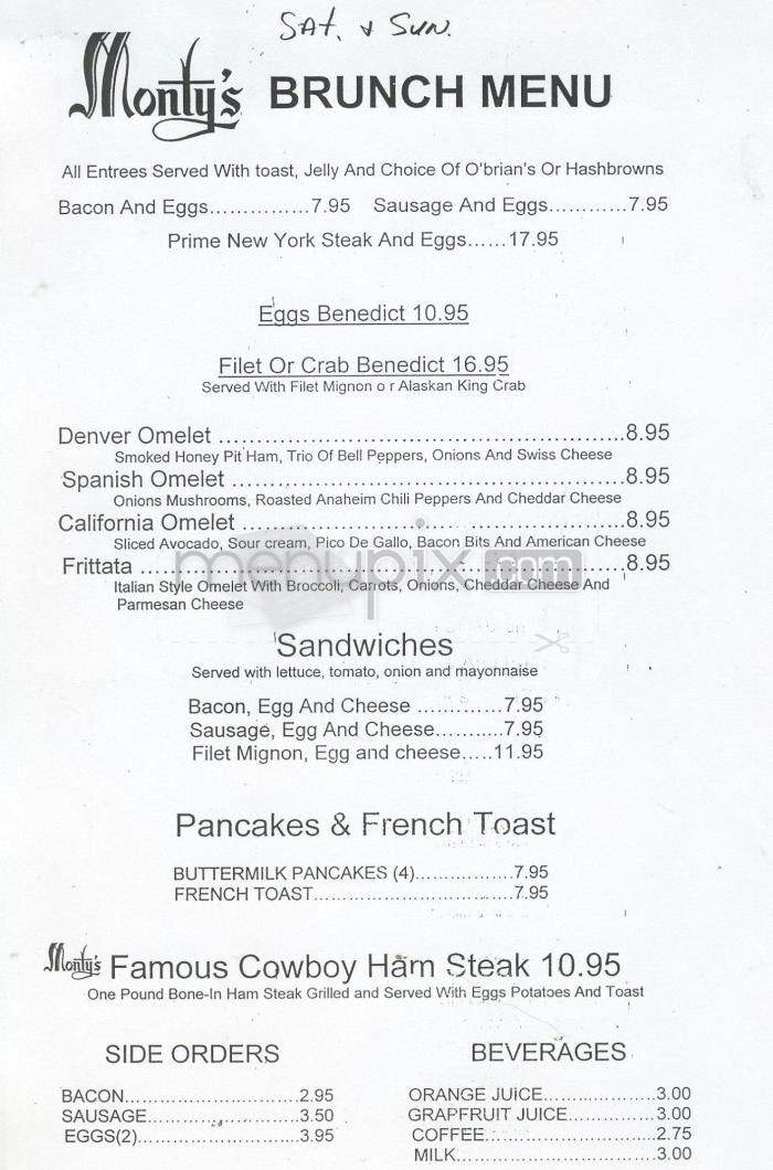 Monty's Steak House - Pasadena, CA menu_pic