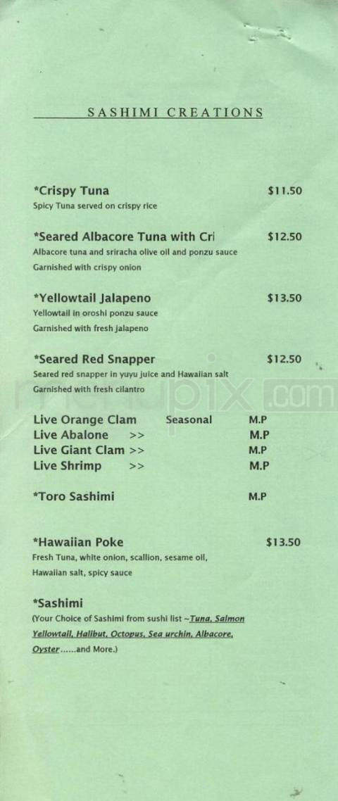 Moon Japanese Restaurant - Los Angeles, CA menu_pic