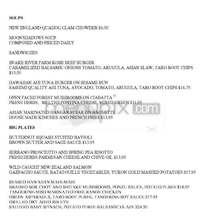 Moonshadows Malibu - Malibu, CA menu_pic