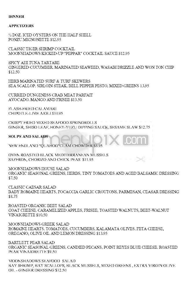 Moonshadows Malibu - Malibu, CA menu_pic