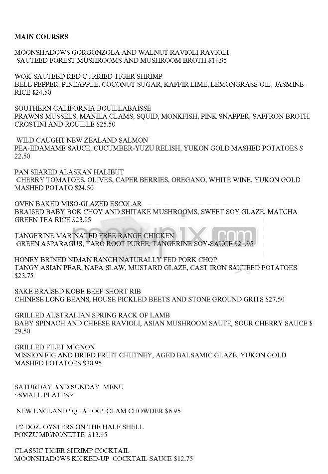 Moonshadows Malibu - Malibu, CA menu_pic