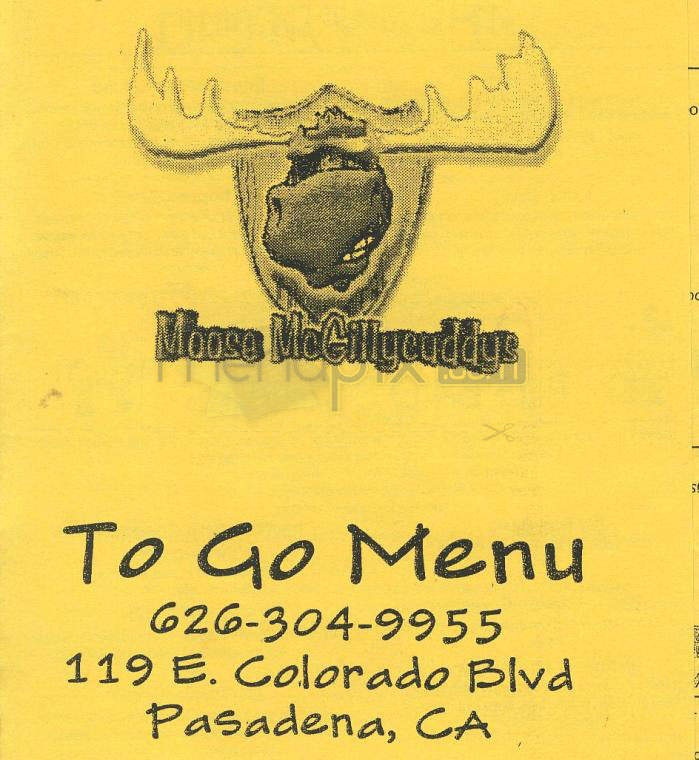 Moose McGillycuddy's - Pasadena, CA menu_pic
