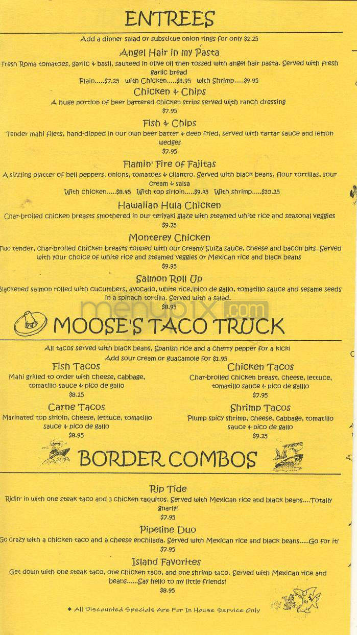 Moose McGillycuddy's - Pasadena, CA menu_pic