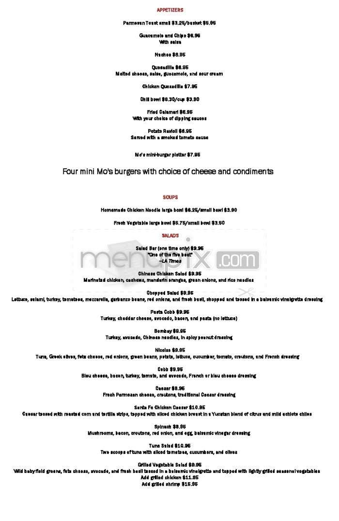 Mo's - Burbank, CA menu_pic
