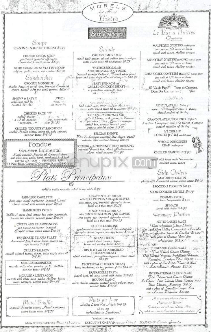 Morels French Steak House - Los Angeles, CA menu_pic